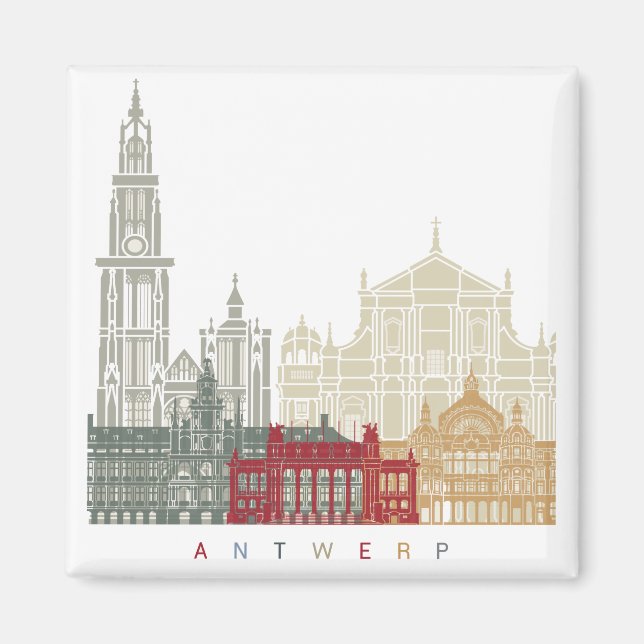 Aimant Antwerp skyline poster (Devant)
