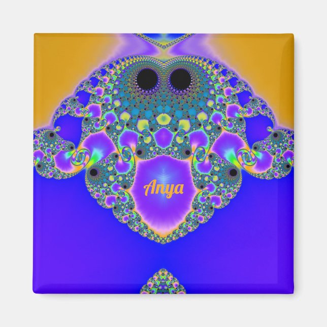 Aimant ANYA ~ Motif Abstrait ~ bleu violet jaune ~ (Devant)