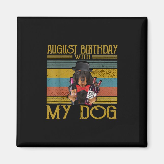 Aimant Août Anniversaire Avec Mon Gordon Setter Dog 2020 (Devant)