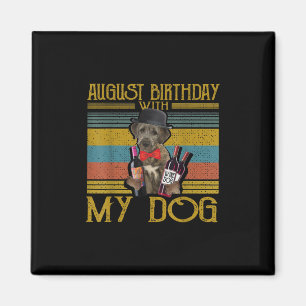 Aimant Août Anniversaire Avec Mon Irlandais Wolfhound Dog