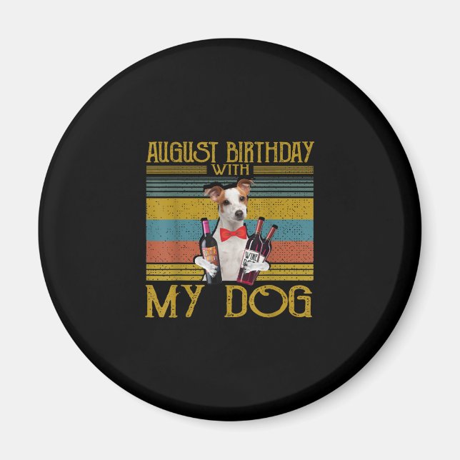 Aimant Août Anniversaire Avec Mon Jack Russell Chien 2020 (Devant)