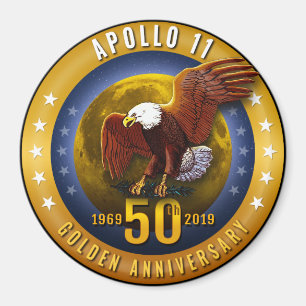Aimant Apollo 11 50th Anniversary Golden Eagle and Moon.