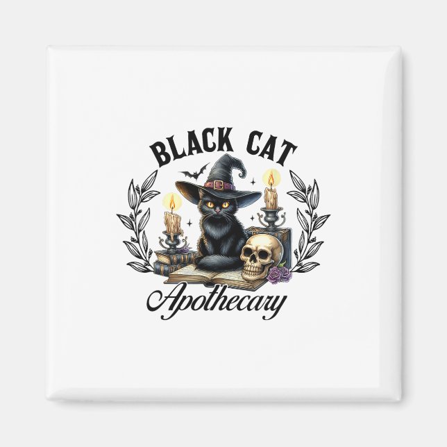 Aimant Apothecaire de chat noir Drôle Halloween femmes de (Devant)