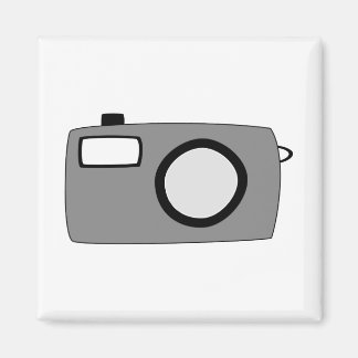 Aimant Appareil photo gris et noir. En blanc.