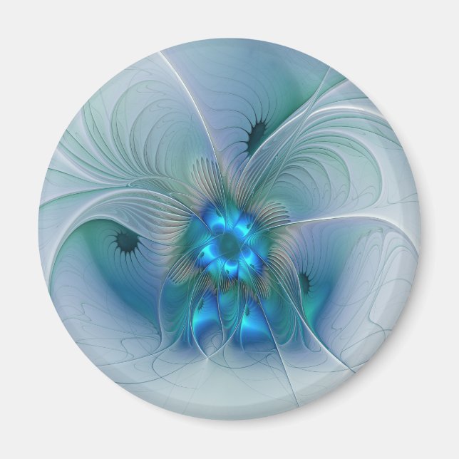 Aimant Applaudissements debout, fractale bleue turquoise  (Devant)