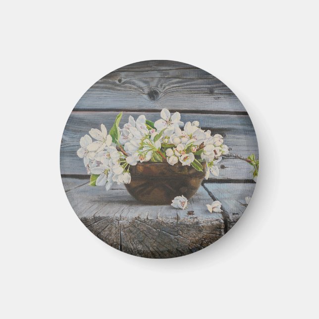 Aimant Apple Blossom Still Life – Original Fine Art Print (Devant)