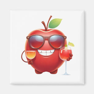 Aimant Apple Fun Vacances joyeuses Tropical Drink Party