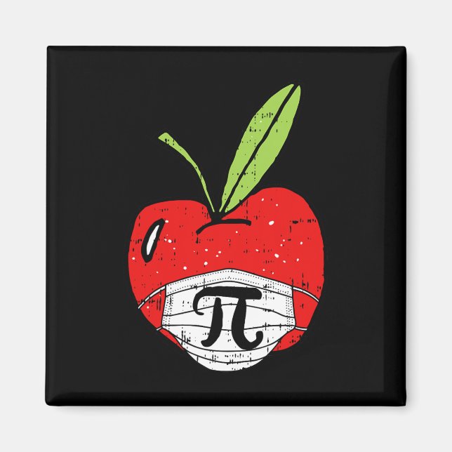 Aimant Apple Pi-day Cute Visage Masque Enseignant Quaran  (Devant)