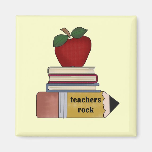 Aimant Apple Teachers Rock Tshirts et cadeaux (Devant)