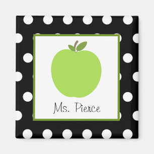 Aimant Apple vert/noir avec le pois blanc