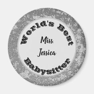 Aimant Appréciation de Babysitter Merci en argent marbré