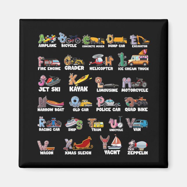 Aimant Apprentissage de l'alphabet des Abcs Transport Ani (Devant)