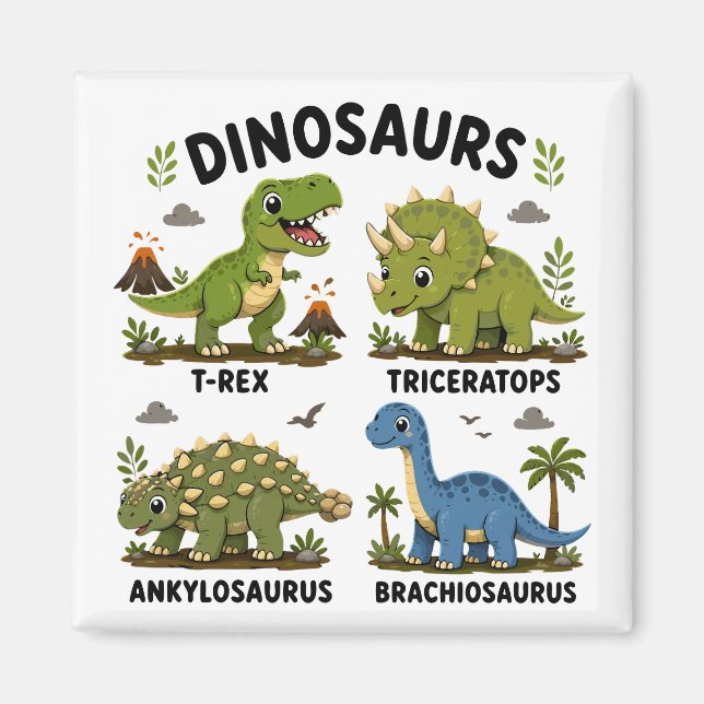Aimant Apprentissage des espèces de dinosaures pour les e (Devant)