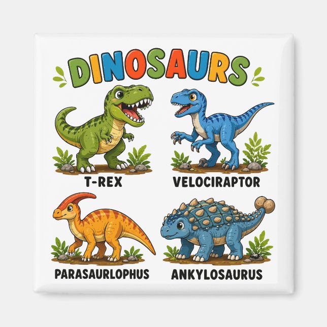 Aimant Apprentissage des espèces de dinosaures pour les e (Devant)
