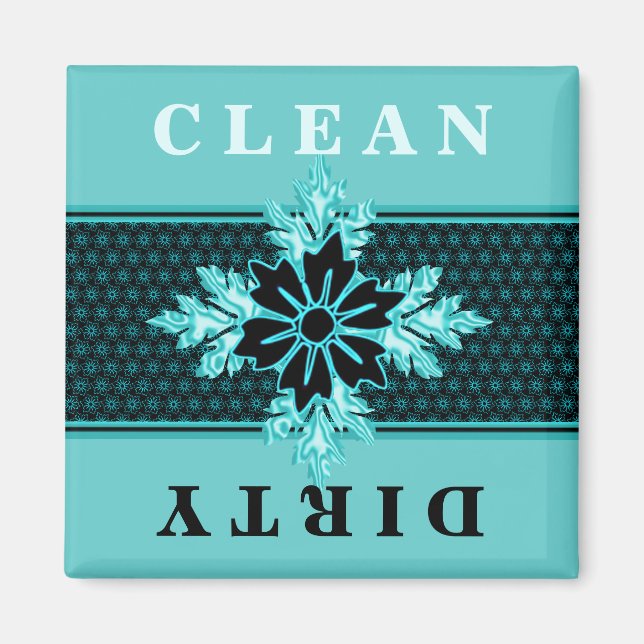 Aimant Aqua classe et lave-vaisselle Floral noir (Devant)