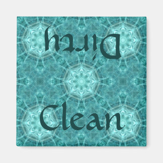 Aimant Aqua et kaléidoscope fractal turquoise propre/sale