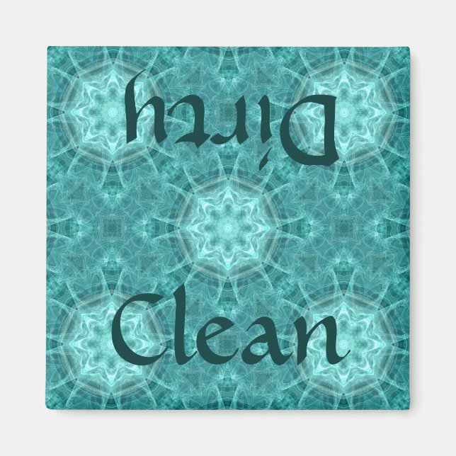 Aimant Aqua et kaléidoscope fractal turquoise propre/sale (Devant)