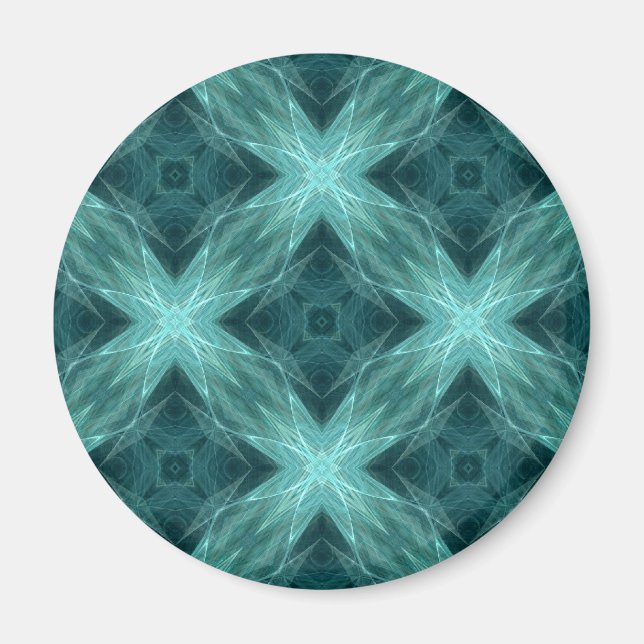 Aimant Aqua et kaléidoscope fractal turquoise version 4 (Devant)