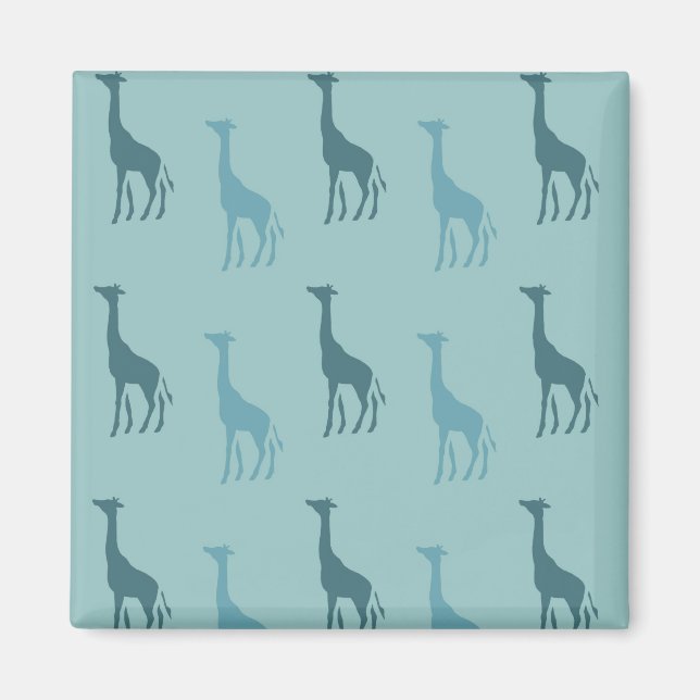 Aimant Aqua Turquoise Giraffes d'animaux bleus (Devant)