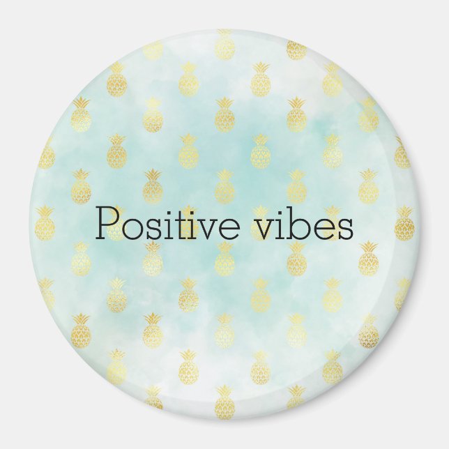 Aimant Aqua White Gold Tropical Glam Pineapples (Devant)