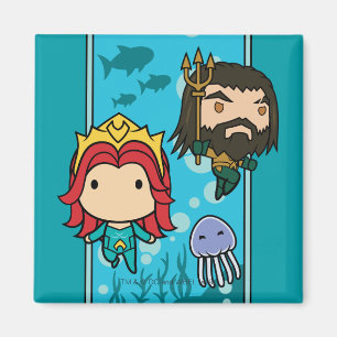 Aimant Aquaman   Chibi Mera et graphique sous-marin