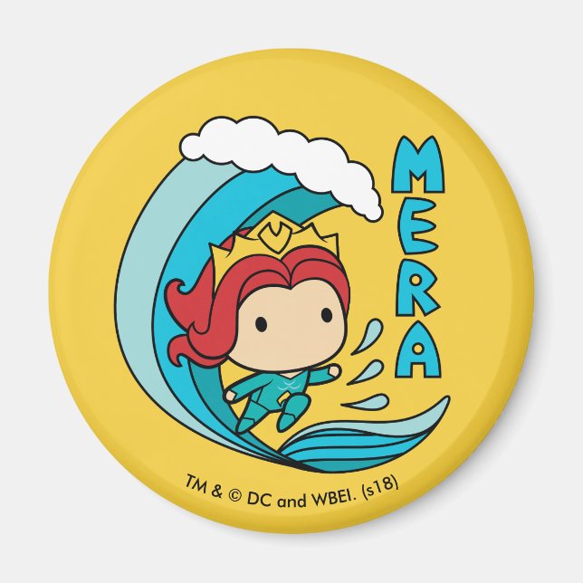 Aimant Aquaman | Chibi Mera Riding Vague Graphique (Devant)