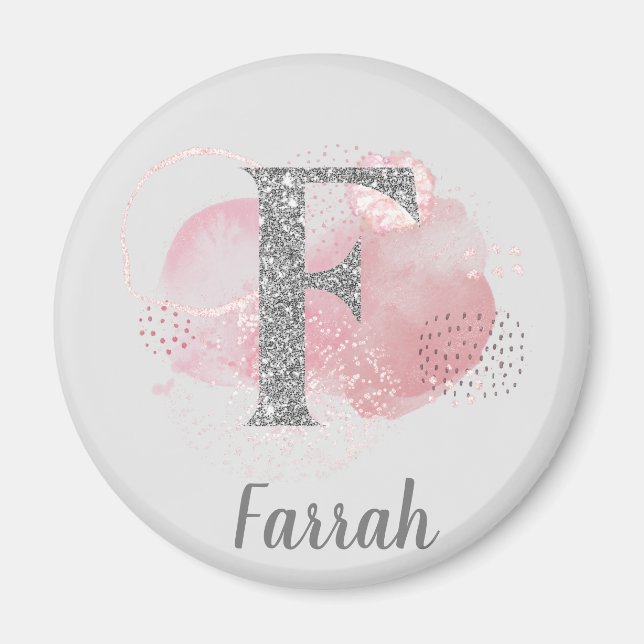 Aimant Aquarelle Abstraite et Parties scintillant lettre  (Devant)