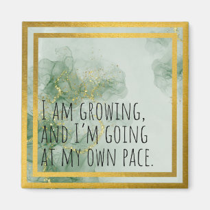 Aimant Aquarelle Affirmation Positive Vert/Or