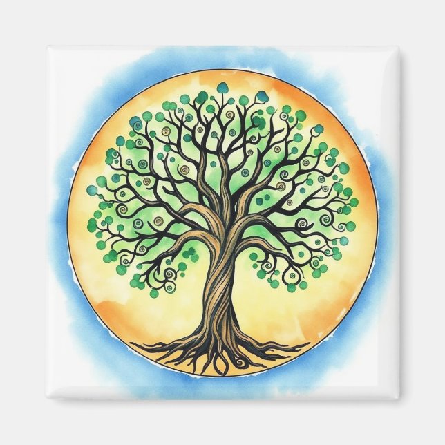 Aimant Aquarelle Arbre de vie (Devant)