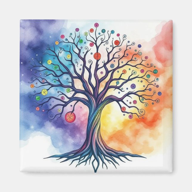 Aimant Aquarelle Arbre de vie (Devant)