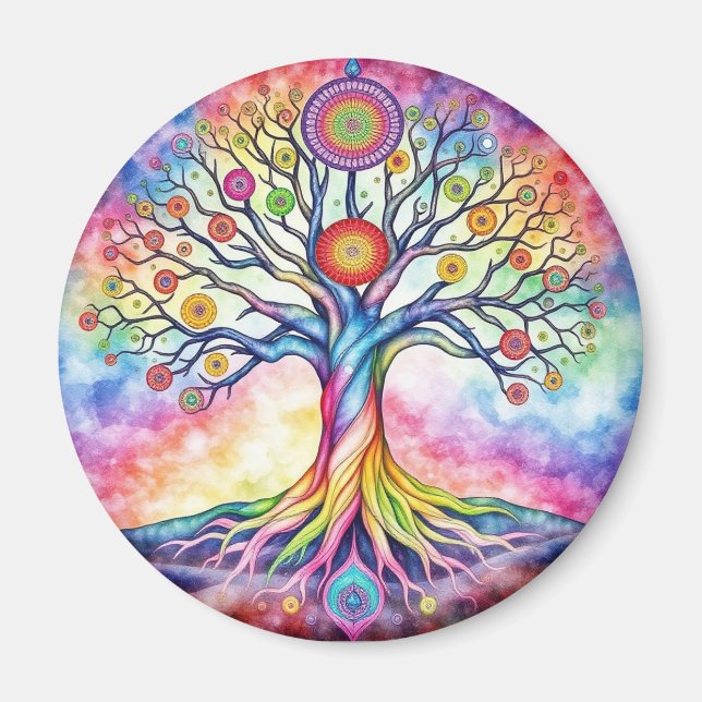 Aimant Aquarelle Arbre de vie (Devant)