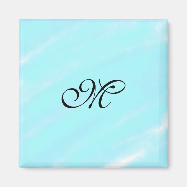 Aimant Aquarelle bleu vert monogramme ajouter le pastel l (Devant)