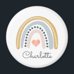 Aimant Aquarelle Boho personnalisée Arc-en-ciel<br><div class="desc">Aquarelle irrégulière personnalisée Whimsical avec petit aimant de coeur rose. Couleurs mustrées bleu rose.</div>