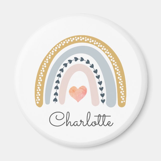 Aimant Aquarelle Boho personnalisée Arc-en-ciel (Devant)