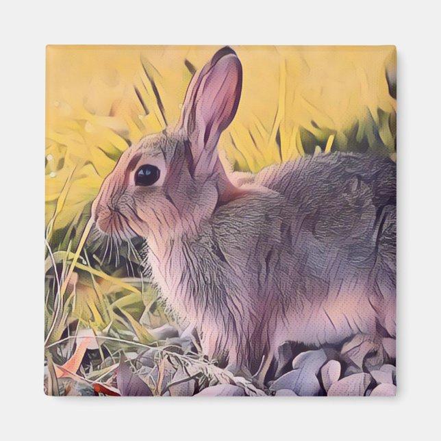 Aimant Aquarelle Brown lapin Lapin Art Vintage (Devant)