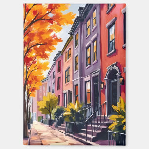 Aimant Aquarelle Brownstones de Boston Massachusetts