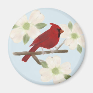 Aimant Aquarelle Cardinal et Dogwood