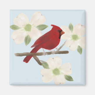 Aimant Aquarelle Cardinal et Dogwood