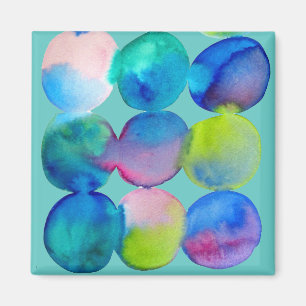 Aimant Aquarelle cercle motif art abstrait couleur cool