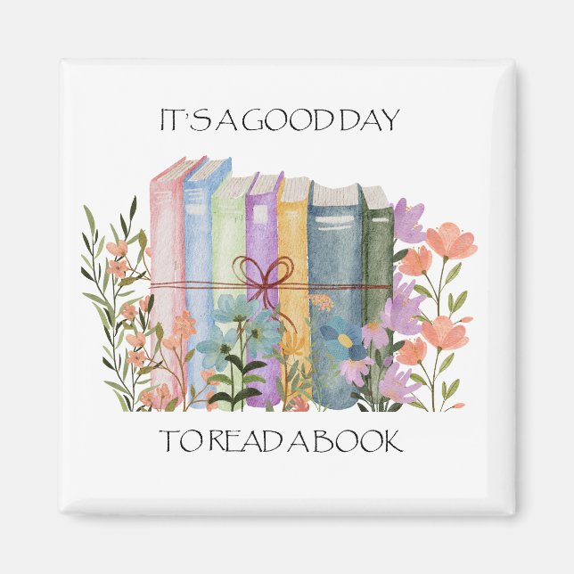 Aimant Aquarelle "C'est un bon jour pour lire un livre" (Devant)