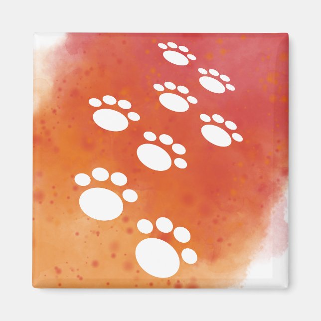 Aimant Aquarelle Chien Paw Traces (Devant)