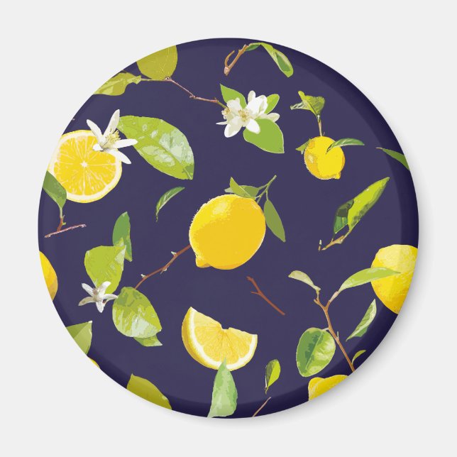 Aimant Aquarelle Citron et Feuilles 10 (Devant)