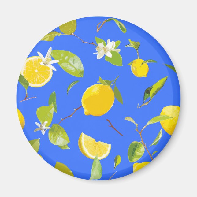 Aimant Aquarelle Citron et Feuilles 13 (Devant)