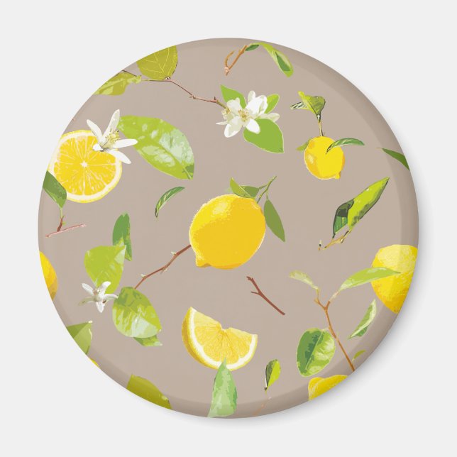 Aimant Aquarelle Citron & Feuilles 11 (Devant)