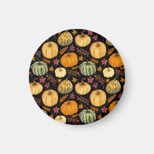Aimant Aquarelle Citrouilles : Automne Motif sans couture