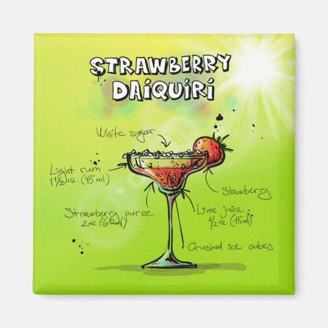 Aimant Aquarelle Cocktail Recette (Devant)