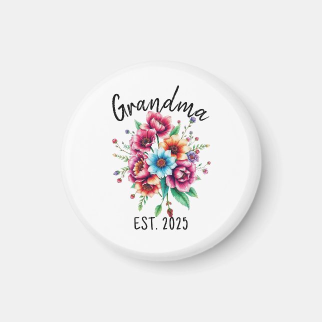 Aimant Aquarelle Colorée Fleur sauvage grand-mère (Devant)
