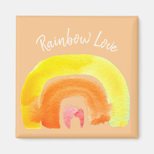 Aimant Aquarelle d'amour arc-en-ciel orange