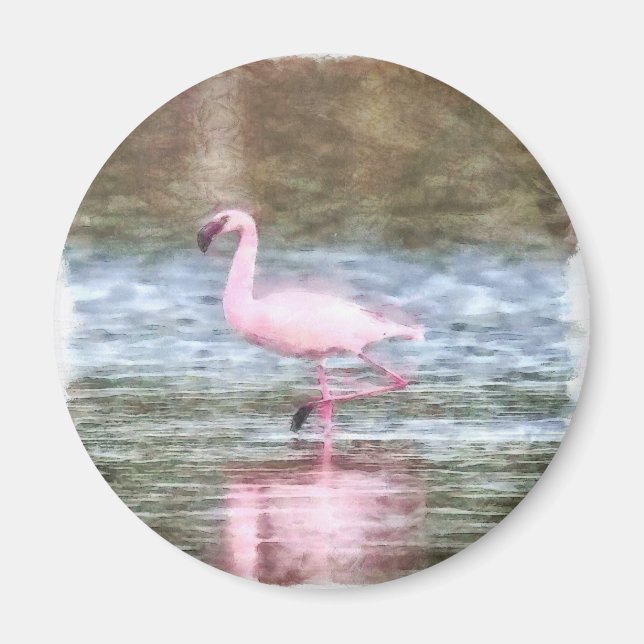 Aimant Aquarelle de Flamant rose inférieure (Devant)