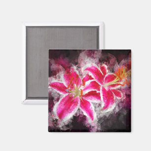 Aimant Aquarelle de fleur de Stargazer Lily - bb 03